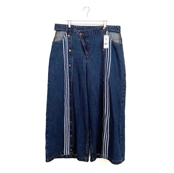 Adidas Ivy Park Wide Leg Denim Snap Up Baggy Pants Jeans Rodeo Collection Sz 2X - Picture 4 of 16